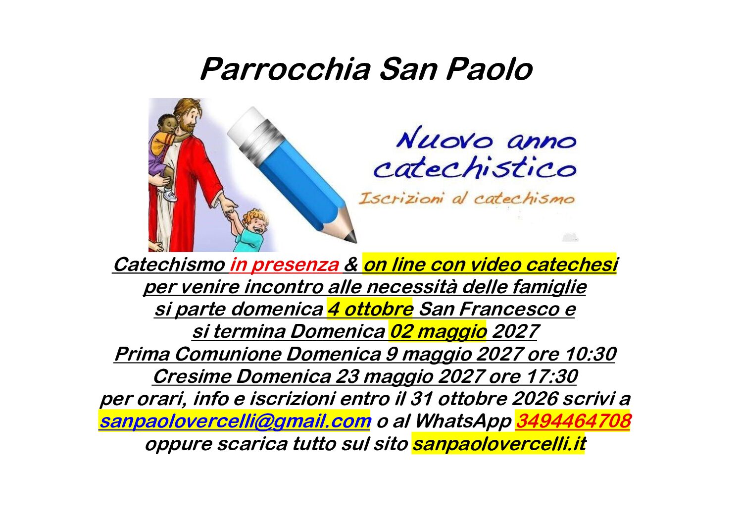 Partecipa al Catechismo Online e In Presenza